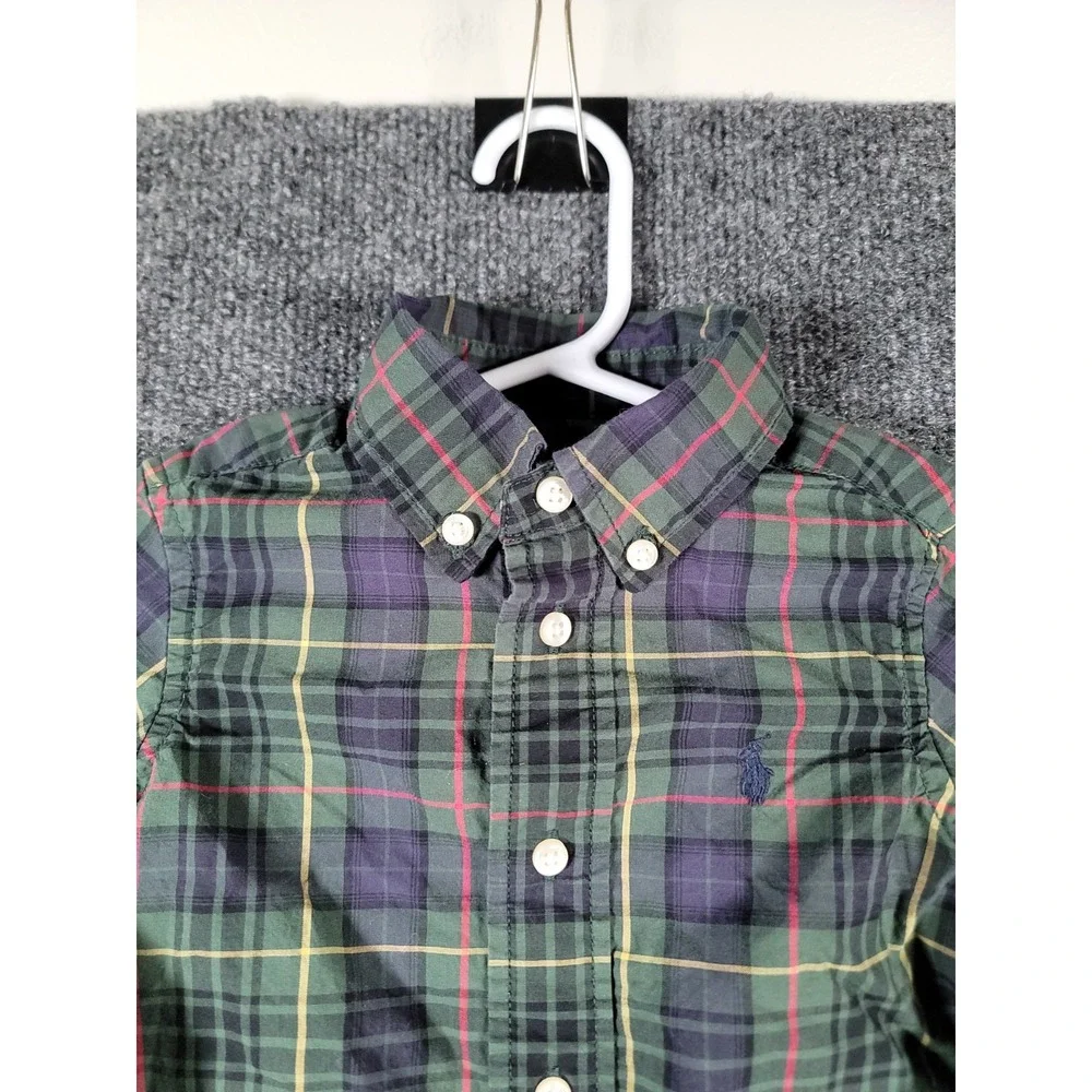 Polo Ralph Lauren Baby Boys Button Down Shirt 12M Long Sleeve Pony Preppy Plaid